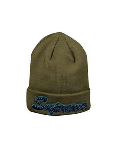 Шапка-бини New Era Script Оливковая Supreme