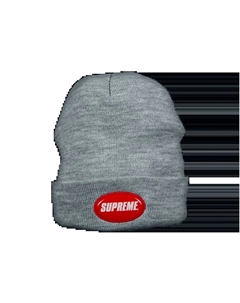 Шапка-бини с резиновыми нашивками, Серая Supreme