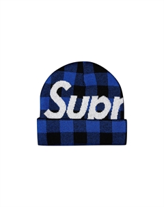 Шапка-бини с большим логотипом Синяя клетка Supreme