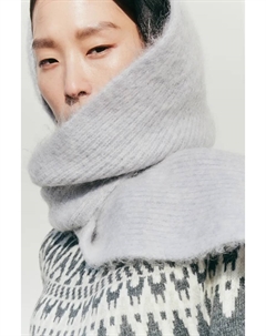 Шарф с капюшоном из смесового мохера, серый H&m