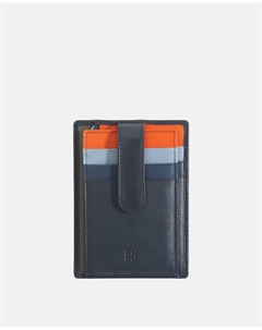 Визитница из телячьей кожи наппа темно-синего цвета с кнопкой, темно-синий Dudu