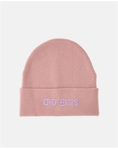Розовая вязаная шапка с вышитым логотипом, розовый Guess