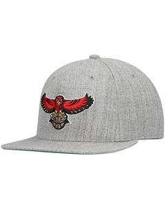 Мужская кепка Heathered Grey Atlanta Hawks Hardwood Classics Team 2.0 Snapback Mitchell and ness