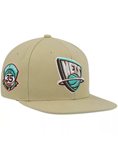 Мужская облегающая шляпа цвета хаки New Jersey Nets 35th Anniversary Hardwood Classics Malibu Sunrise Mitchell and ness