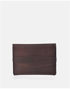 Визитница из матовой кожи коричневого цвета с клапаном, темно коричневый Emidio tucci
