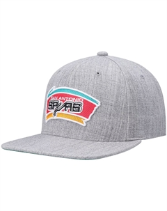 Мужская кепка Heathered Grey San Antonio Spurs Hardwood Classics Team 2.0 Snapback Mitchell and ness