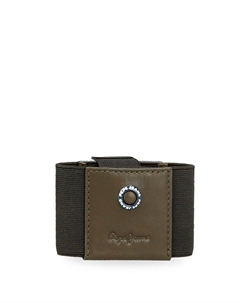 Мужской кожаный визитница Badge цвета хаки Pepe jeans