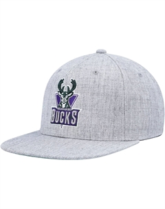 Мужская кепка Heather Grey Milwaukee Bucks Hardwood Classics 2.0 Snapback Mitchell and ness