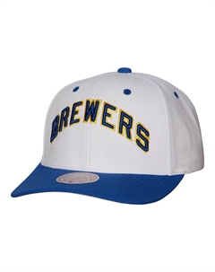 Мужская белая кепка Milwaukee Brewers Cooperstown Collection Pro Crown Snapback Mitchell and ness