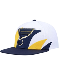 Мужская винтажная кепка белого/темно-синего цвета St. Louis Blues Sharktooth Snapback Mitchell and ness