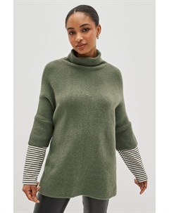 Вязаное пончо с полосатыми рукавами, зеленый Next
