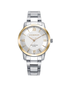 Часы Grand Women's Watch с двухцветным корпусом из стали и золота с IP-покрытием и стальным браслетом, серебряный Viceroy