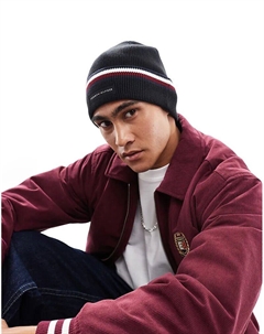 Вязаная шапка с логотипом черного цвета Tommy hilfiger