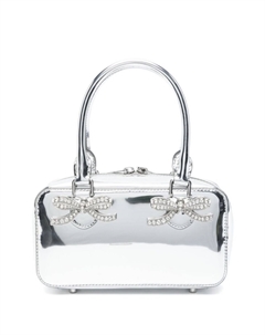 Мини кожаная сумка-тоут, серебряный Self-portrait