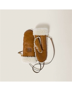 Варежки из овчины, коричневый Miu miu