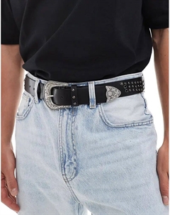 Пояс в стиле вестерн с заклепками черного цвета Asos design