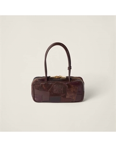 Красивая кожаная сумка в стиле пэчворк, коричневый Miu miu