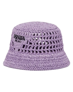Панама в технике кроше с вышитым логотипом, фиолетовый Prada