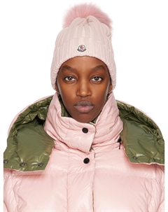 Розовая шапка с помпоном, цвет Pink Moncler