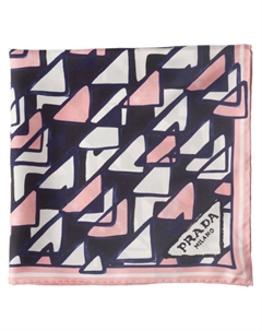Шелковый платок с геометричным принтом, черный Prada
