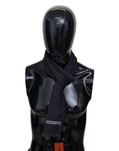 Элегантный черный шерстяной шарф с бахромой Missoni