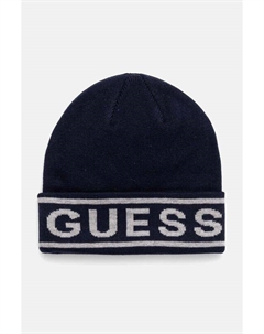 Шапка Logo BEANIE из смесовой шерсти, темно-синий Guess