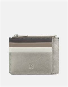 Маленькая мужская кожаная визитница на молнии, серебряный Dudu