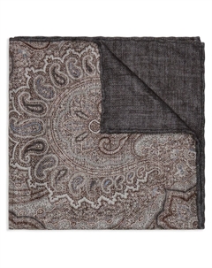 Шелковый платок-паше с узором пейсли, серый Brunello cucinelli
