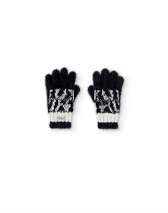 Вязаные перчатки для девочки с анималистическим принтом, белый Boboli