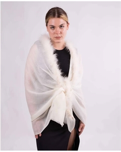 Белый праздничный платок из шерсти и перьев, белый Mr complements