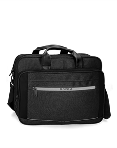 Черный портфель для компьютера Moom с отделкой на молнии, черный Movom