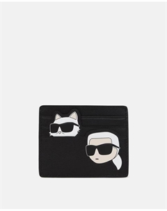 Черная визитница с фотографией Карла Лагерфельда и его кота, черный Karl lagerfeld