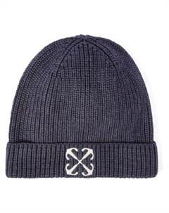 Kids шапка бини в рубчик с логотипом Arrow, синий Off-white