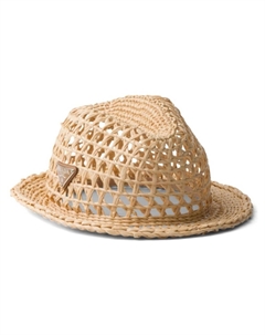 Плетеная шляпа-федора, нейтральный цвет Prada