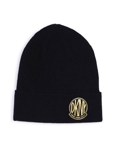 Kids шапка бини с нашивкой-логотипом, черный Dkny