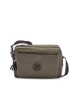 Женская сумка через плечо Abanu M из гладкого нейлона цвета хаки на молнии Kipling