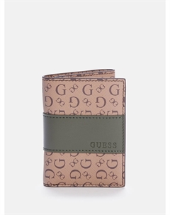 Кошелек тройного сложения с тисненым логотипом, коричневый Guess factory