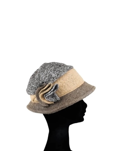 Фетровая шляпа "Британия" (1 штука), из мягкой шерсти, с цветочным мотивом, коричневый Collezione alessandro