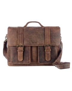 Портфель "Черногория" из воловьей кожи в винтажном стиле, цвет Dunkelbraun Greenland nature