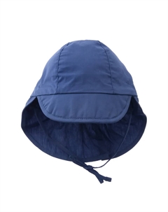 Вязаная шапка "морская" с практичной защитой шеи, синий Лилипут