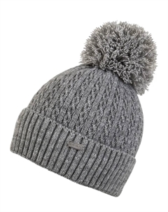 Шапка чиллаутс "Шляпа Эстефания", тонкая вязка с помпоном, узор "косы", серый Chillouts