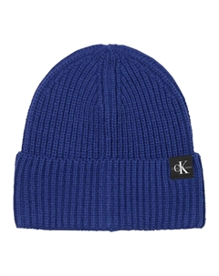 Шапка-бини Jeans "Monogram Rib Beanie" с нашивкой-логотипом, синий Calvin klein