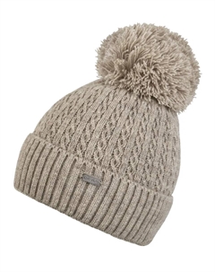 Шапка чиллаутс "Шляпа Эстефания", тонкая вязка с помпоном, узор "косы", бежевый Chillouts