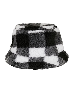 Кепка  "Шляпа-ведро в клетку из шерпы", белый Flexfit