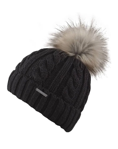 Шапка Bobble "Joan Hat", с помпоном из искусственного меха, узор "косы", черный Chillouts