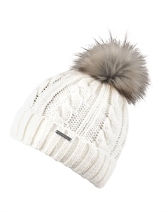 Шапка Bobble "Joan Hat", с помпоном из искусственного меха, узор "косы", кремовый Chillouts
