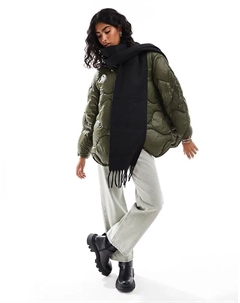 Шарф из смеси шерсти с черным узором и кисточками Asos design