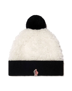 Шапка бини с помпоном и нашивкой-логотипом, черный Moncler enfant