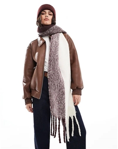 Двухцветный шарф с пушистой бахромой в бордовом и норковом цветах Asos design