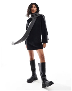 Шарф из смесовой шерсти угольного цвета с бахромой Asos design